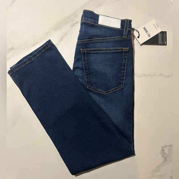 Re/Done 70s High-Rise Stove Pipe Jeans -
Deep Faded Blue, Size 28 - Picture 3 of 9